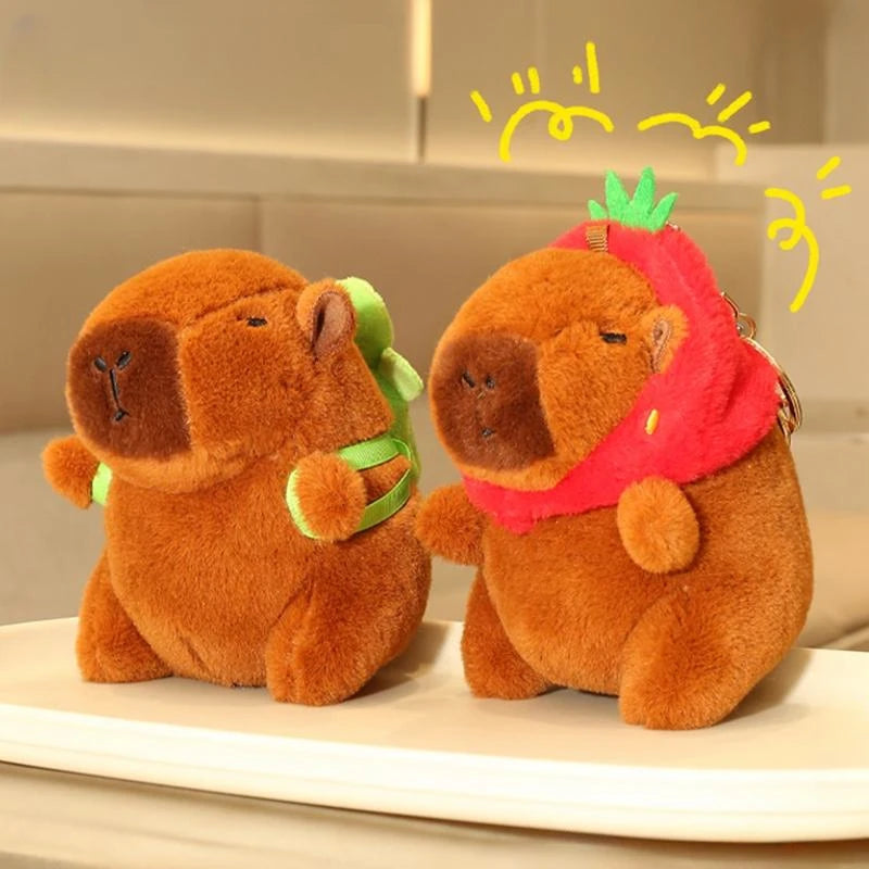 1pcs Cartoon Capybara Pendant Plush Toy Doll Bag Hanging Ornament Cute Kapila Keychain Doll Desktop Doll Ornament Car Pendant