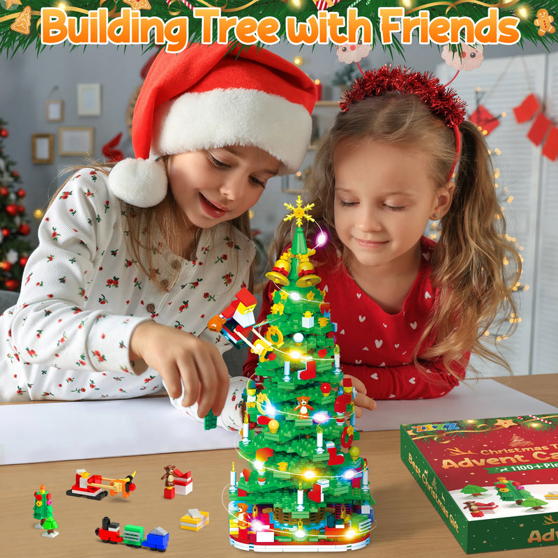 Christmas Tree Advent Calendar Building Set - 24 Days of Holiday Surprises & Festive Fun, Christmas Gift for Kids