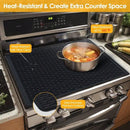 Premium 28"X20" Silicone Stove Top Cover Mat Heat Resistant Glass Cooktop Protector Multi Purpose Black Pad For RV Range Dish Drying Under Sink Pet Feeding Kitchen Storage Ideal Housewarming Gift