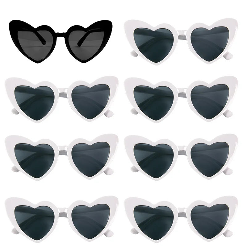 8pcs/6pcs Bachelorette Hen Party Sunglasses Black Heart Shaped Glasses Bride To Be Bridesmaid Gifts Wedding Bridal Shower Decor