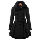 2022 Winter Women's Jacket Windbreaker Coat Double Breasted Belt Autumn And Winter Korean Style Slim Lapel Coat Warm Plush Thick