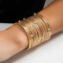 Mehrschichtige Metallketten offene Armspange für Damen, übertriebene Punk-Strass-Armreif, Grunge-Schmuck, Steampunk-Herren