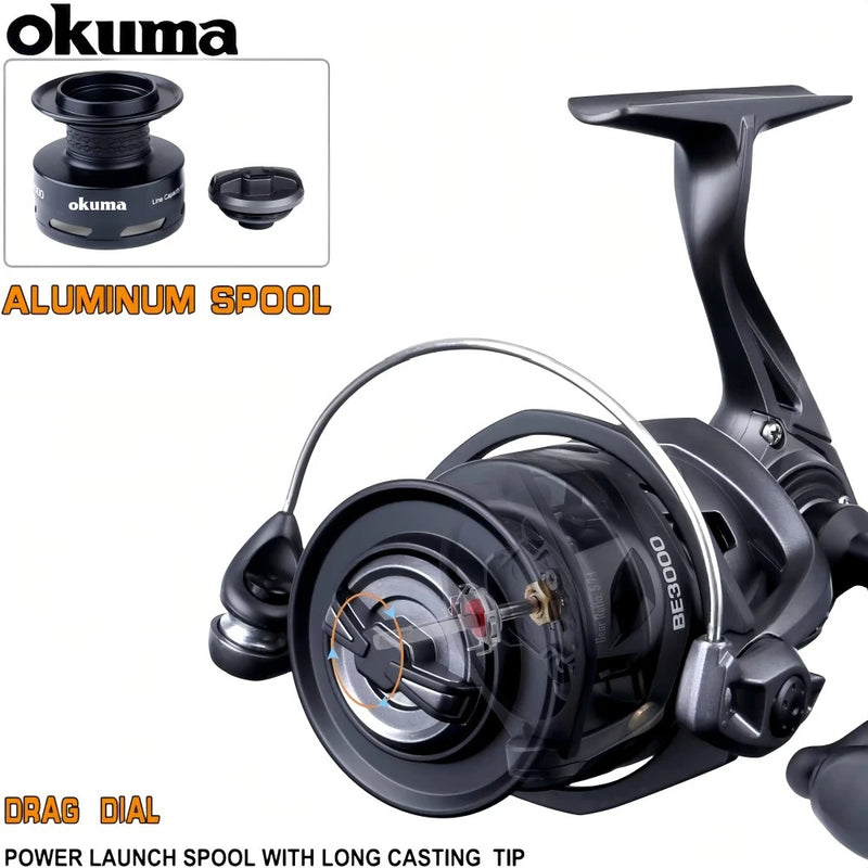 OKUMA High speed ratio No gaps Spinning Reel BE 2000-4000 Fishing Reel 10KG Max Drag, 9+1 Bearing,Speed ratio 5.7:1,rock fishing