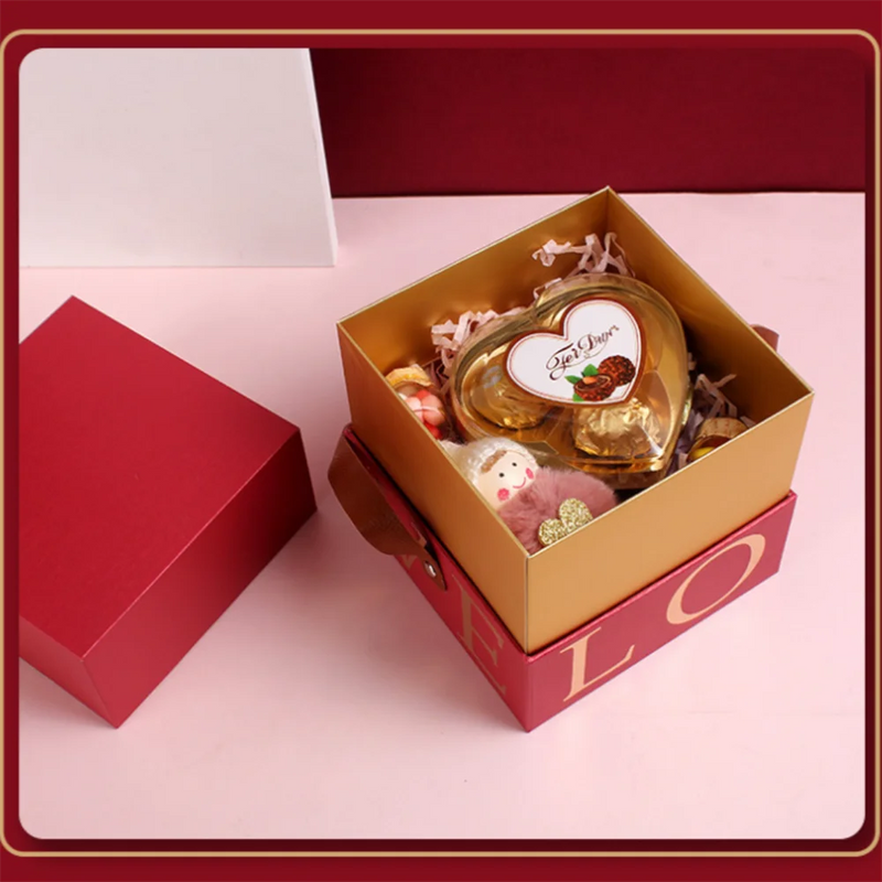 Wedding Favor Gift Packaging Box Handled Candy Box for Valentine's Day Christmas Present Boxes Square Candy Jewelry Storage Case