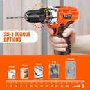 BRIEFNESS 45Nm Cordless Drill Screwdriver 1 Battery Electric Impact Drill 2 Speed Forward Reverse DIY Home Tool Multi-purpose