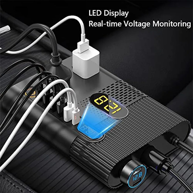 300W Car Power Inverter 12V DC to 110V AC Car Adapter for Plug Outlet for Vehicles,Car Converter with 4 USB Ports