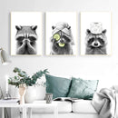 Adorable Raccoon Bathroom Roll Paper Prints Wall Art Canvas Painting Funny Toilet Poster Animal Cute Pictures Home Decoration