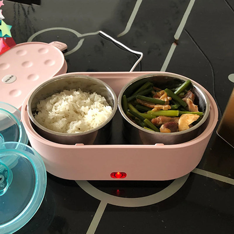 Electric Lunch Box USB Bento Food Heater Container Car Home Office Travel Portable Warmer Stainless Steel Heating Rice Cooker