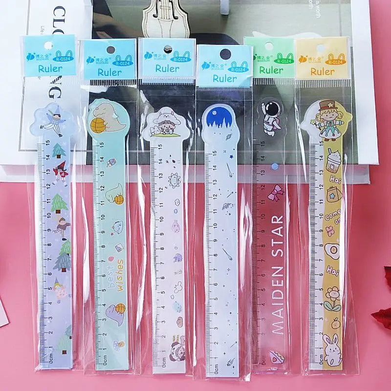 1 Piece Lytwtw's Cute Kawaii Stationery Cartoon Drawing Gift Office School Kitten Straight Plastic Ruler