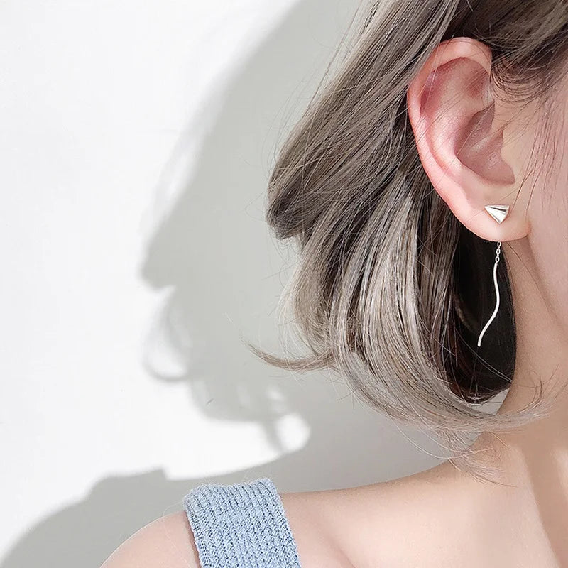 Girls' Nostalgic Airplane Drop Earrings With Wavy Pendant Chain Tassel Piercing Earring Accessories Female Trendy Dangle Earring