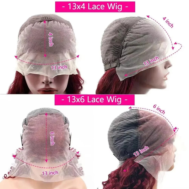 99J Burgundy Lace Frontal Wig 13x6 Body Wave Lace Front Wig HD Transparent Lace Frontal Wig Human Hair Pre Plucked 99j Red Color