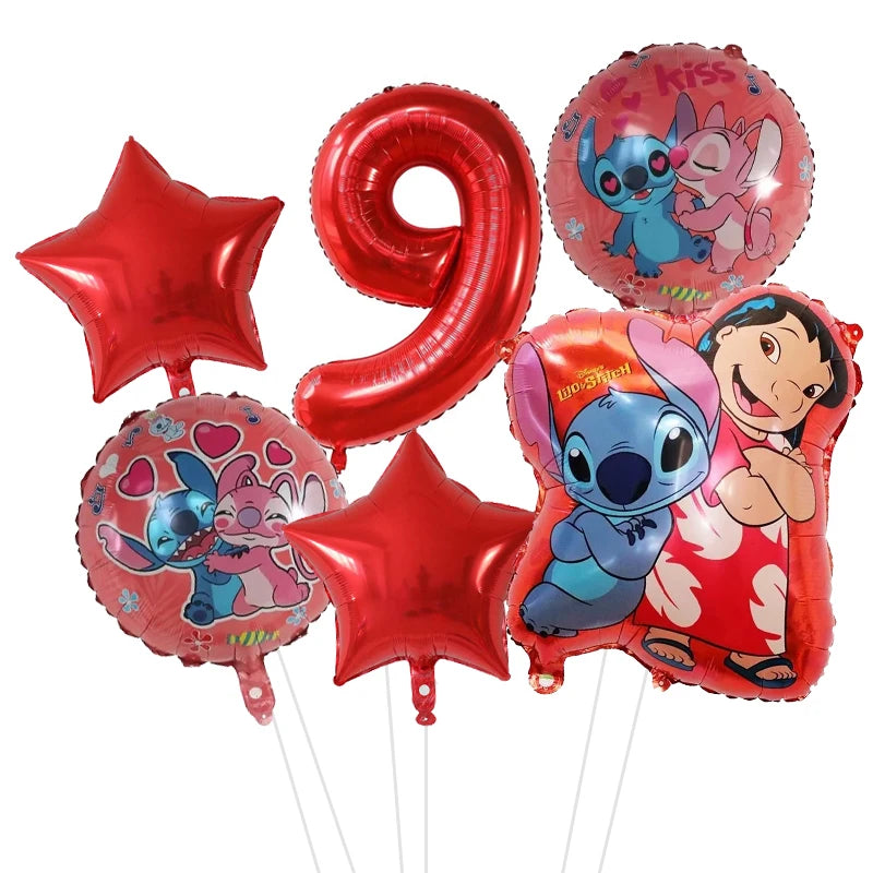 6pcs Disney Lilo & Stitch Party Balloons Stitch 32" Number Balloon set Baby Shower Birthday Party Decorations Kids Toy Gifts