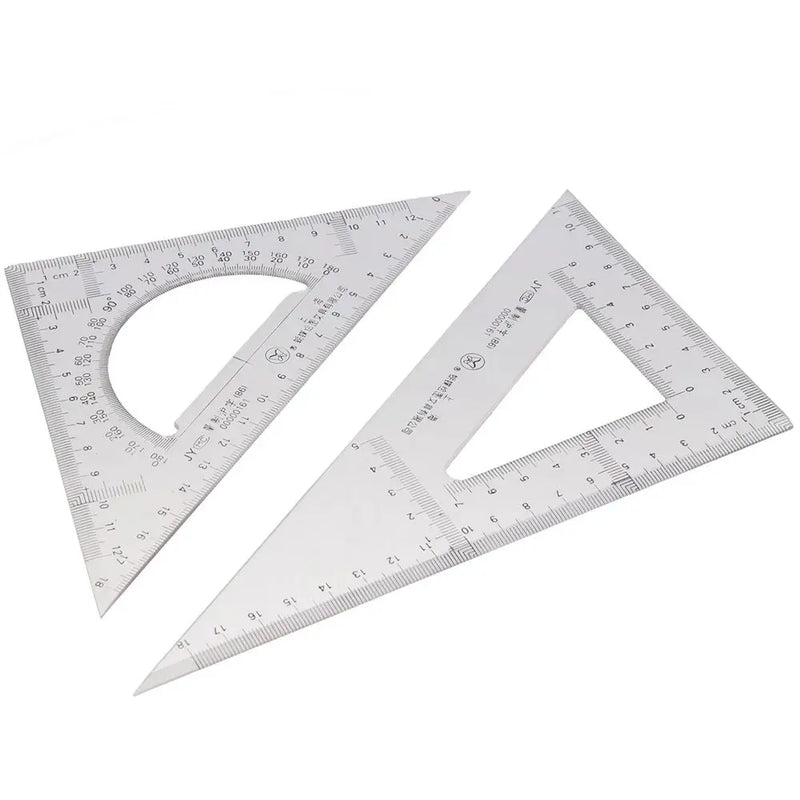 2 Pack Acrylic Plastic Ruler Drawing Transparent 45/90 Degree Measuring Tool 30/60 Degree Ruler Office