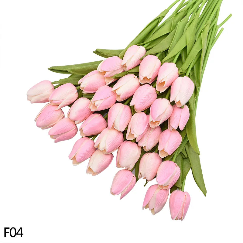 12pcs Artificial Tulip Latex Real Touch For DIY Bouquets Wedding Party Mother's Day Easter Spring Home Dining Decoration