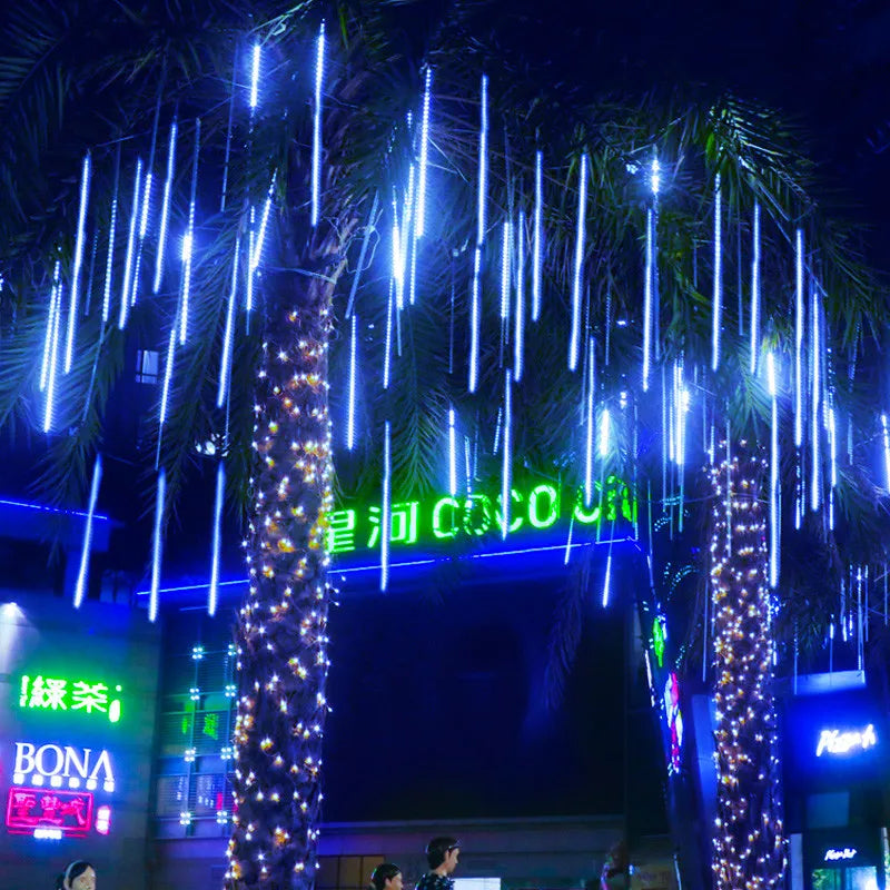 Navidad Meteor Shower LED String Fairy Lights Christmas Tree Decorations Outdoor Wedding Garden Decor 2023 New Year Street Light