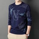 New Men's Casual Long Sleeved Round Neck Printed T-shirt Thin Summer Comfortable Fashion Casual New Arrivals Street Style Top