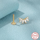 CANNER 1PC Echte 925 Silber Ohrstecker Kleine Zirkon Ohrringe für Frauen Ohrknorpel Lippenpiercing Körperschmuck Hochzeitsgeschenke