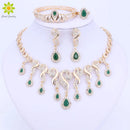 Goldfarbene Kristall Afrikanische Perlen Schmucksets für Damen Kleider Accessoires Hochzeit Braut Halskette Ohrringe Armband Ring Sets