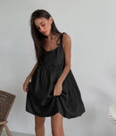 Cotton Linen Suspender Dress Spring and Summer Women's Beach Style Fake Casual Loose Soft Ruffled Edge A-line Suspender Dress