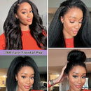 Invisible Strap 360 HD Lace Front Wigs Human Hair Kinky Straight 220 Density 360 Full Lace Wig Drawstring Glueless Wig For Women
