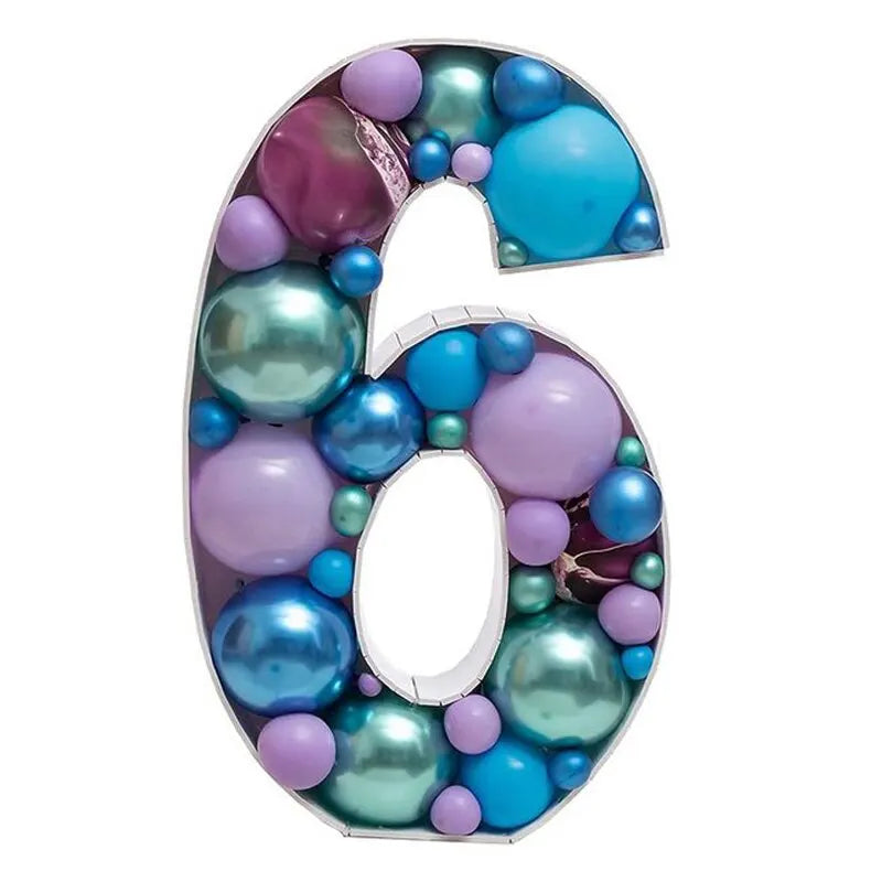 100cm Blank Number Mosaic Balloon Frame DIY 0-9 Filling Box Large Number Foam Board for Birthday Anniversary Party Decoration