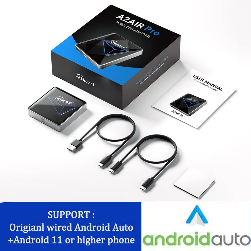 OTTOCAST A2Air Pro Wired to Wireless Android Auto Adapter Smart Box Car Bluetooth Accessories for VW Toyota Benz for Samsung