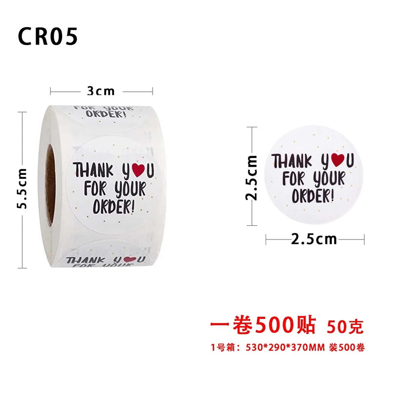500pcs 1inch Thank You Stickers For Envelope Sealing Labels Stationery Supplies Handmade Wedding Party Gift Decoration Sticker