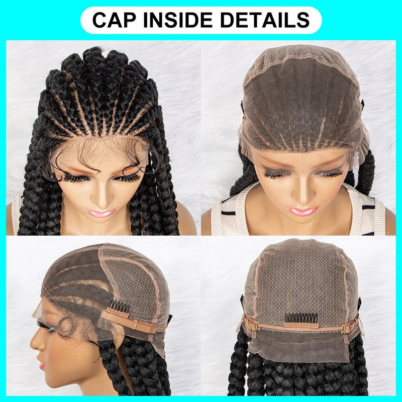 36 inches Synthetic Lace Front Wig Braided Wigs Braid African With Baby Hair Braids Wigs Full Lace Braided Wigs