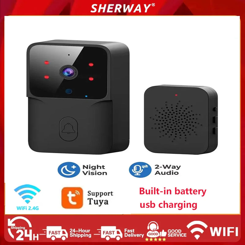 Tuya M8 Smart WiFi home HD night vision video doorbell, wireless remote control low-power electronic cat eye