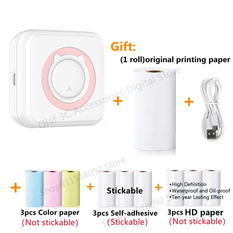 NEW Mini Portable Printer Thermal Adhesive Label Printers Photo Sticker Impresora Portátil Inkless Print For Mobile IOS Android