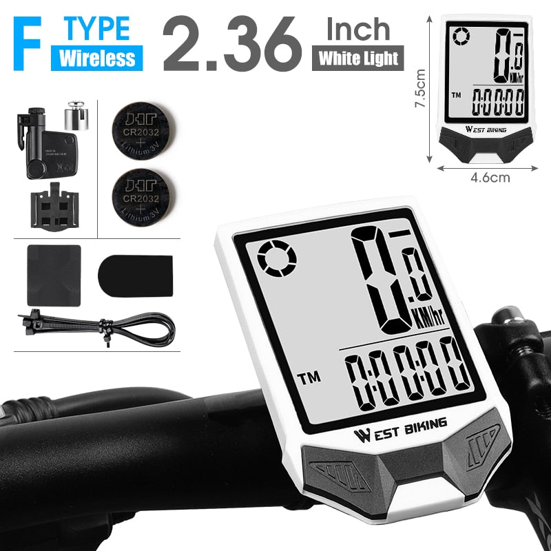 WEST BIKING Wireless Bicycle Computer Backlight Waterproof Cycling Speedometer Mechanical Magnet Speed Sensor Bike Odometer