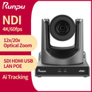 Runpu 4K60FPS NDI Camera POE 12X 20X Zoom AI Tracking PTZ Camera SDI HDMI USB POE IP Conference Camera for Church Live Streaming