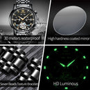 OLEVS Mechanische Herrenuhren, Automatik, Edelstahl, Wasserdicht, Datum, Woche, Grün, Mode, Klassische Armbanduhren 6607