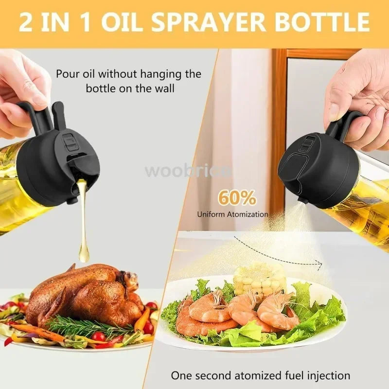 Glass Oil Spray Bottle Kitchen Oil Spray for Cooking Anti-leakage Olive Oil Storage Bottle for BBQ Salad Steak Kitchen Supplies