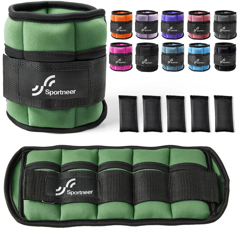 Sportneer Adjustable Ankle Weights 1Pair 10lb Leg Weight Straps for Women Men Weighted Ankle Weights Set for Gym Fitness Workout