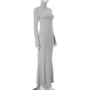 Cryptographic Fall Winter Turtleneck Elegant Long Sleeve Maxi Dress Outfits for Women Casual Fashion Bodycon Dresses Vestido