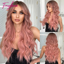 Burgundy Dark Red Synthetic Wigs Long Wavy Wine Red Cosplay Wig with Bangs for Women Natural Body Wave Halloween Heat Resistant