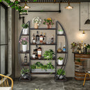 Large 5 Tier Metal Wooden Plant Stand Flower Display Shelf Living Room Bookshelf