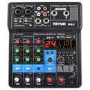 TEYUN 4-Channel Professional Sound Mixer Console Mini Audio Mixer Sound Card Computer Input 48v Power USB Computer Record NA4