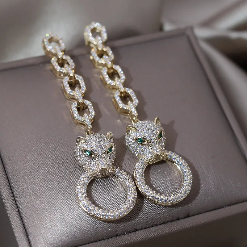 Europe America Hot Fashion Jewelry Luxury Animal Leopard Pendant Earring Elegant Women Wedding Party Accessories