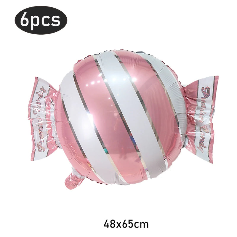 6Pcs Christmas Candy Cane Foil Balloons Round Windmill Lollipops Candy Helium Foil Balloons for Xmas Wedding Birthday Decoration