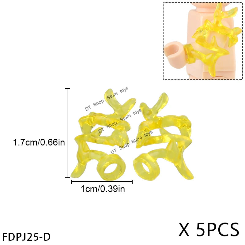 5PCS Cartoon Special Effects Pieces Arm Fist Wind Lightning Leg Flames Weapons Accessories Assemble Scene Bricks Kids for Toys