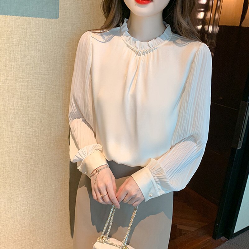 2023 Fashion Chiffon Women Blouse Shirt New Long Sleeve Women&