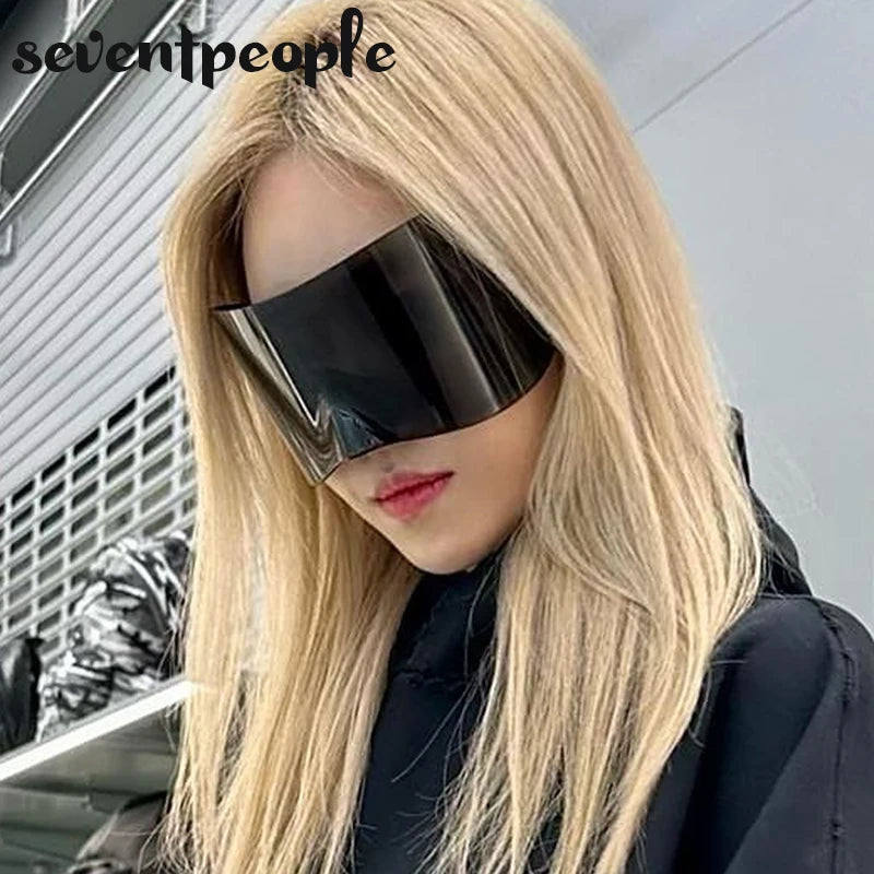 Mask Rectangle Sunglasses Women Men 2024 Luxury Brand Designer Punk Sun Glasses Steampunk Y2k Sunglass Oversized Shield Goggles