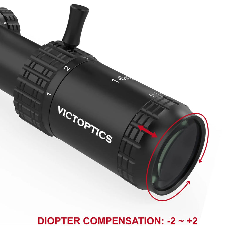 VictOptics S6 1-6x24i Riflescope | Fiber Reticle WithUltra Bright Dot | 6X Zoom & True 1x | 6Level Red Illum | Long Eye Relief
