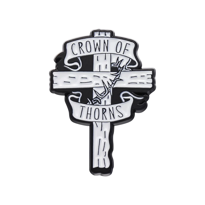 Crown Of Thorns Enamel Pin Custom Jesus Cross Religious Belief Brooches Lapel Badges Christianity Easter Jewelry Gift For Friend