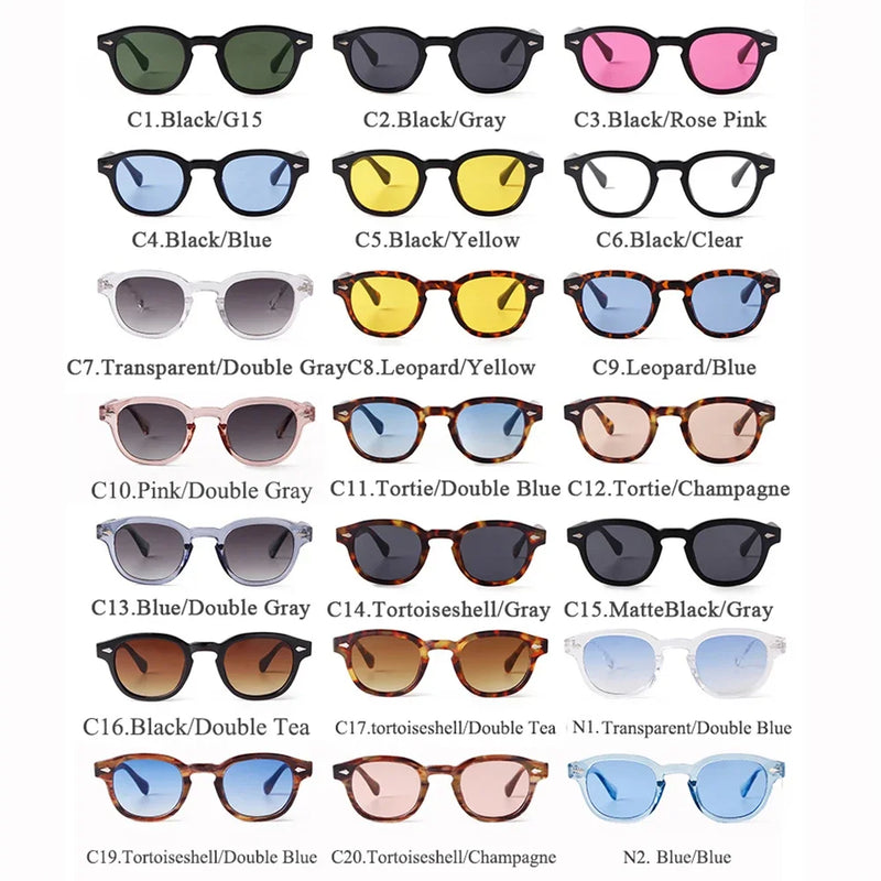 Fashion Transparent Blue Round Sunglasses Women Men 2024 Retro Rivet Tortoise Small Square Sun Glasses UV400 Lunettes De Soleil