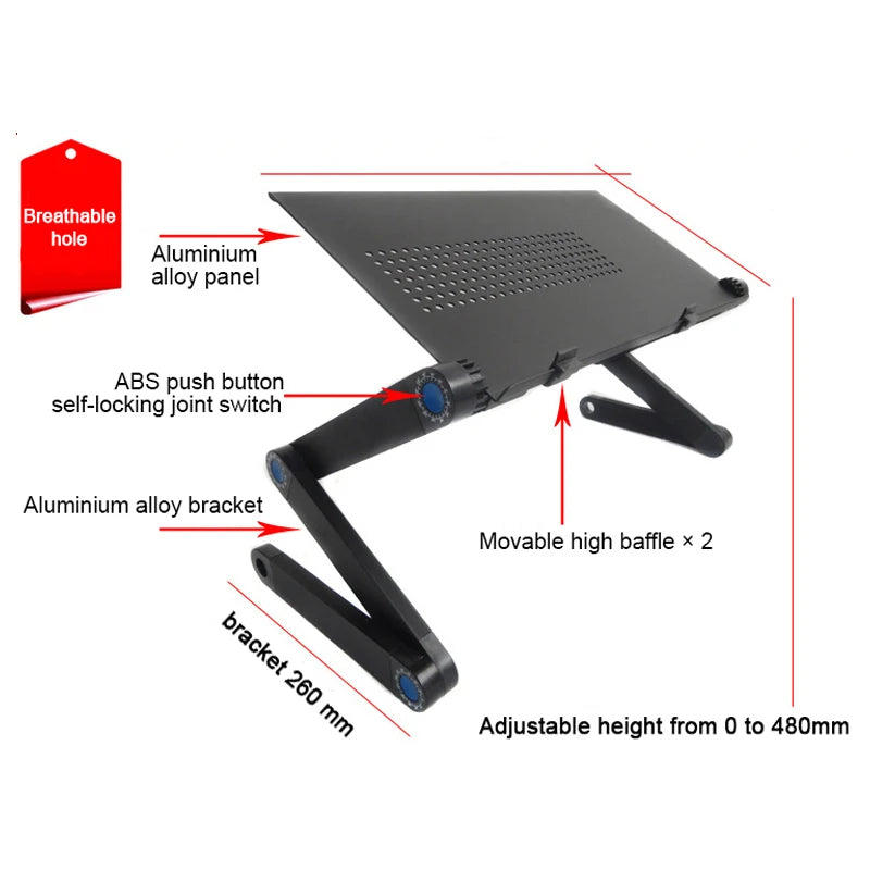 Cooling Fan Laptop desk Portable Adjustable Foldable Computer Desks Notebook Holder tv bed PC Lapdesk Table Stand With Mouse Pad