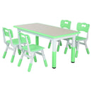 Kids Table and 4 Chairs Set, Height Adjustable Toddler Table and Chair Set, Graffiti Desktop, Non-Slip Legs, Children Multi-Acti
