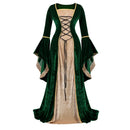 Medieval Renaissance Velvet Long Dress Women Victorian Retro Fancy Gown Halloween Cosplay Costume Plus Size